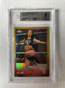2015 Topps Chrome WWE AJ Lee Gold Refractor 32/50 BGS 9 Pop 1 none higher