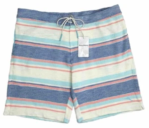 Tommy Bahama Cabana Coast Stripe Shorts XXL Madras Blue 9" Cotton NEW - Picture 1 of 5