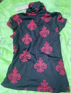 Vintage 2000 Susan Lawrence Women's Black Nylon Short Sleeve Shirt Size X Large - Picture 1 of 12