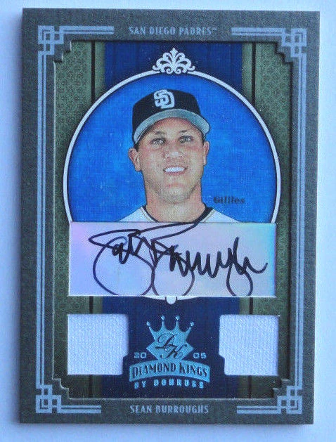 1/1 Sean Burroughs 2005 Diamond Kings Auto Game Used San Diego Padres 1 of 1