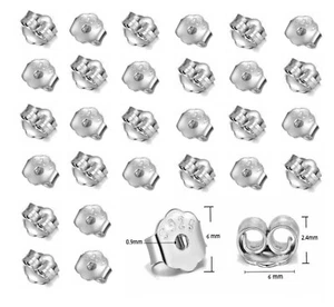 Genuine 925 Sterling Silver Butterfly Earring Push Backs Clutches Ear Findings - Picture 1 of 5