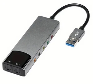 Premium USB 5.1 Surround Sound Card With Optical Audio In/Out For PC Mac - Picture 1 of 7