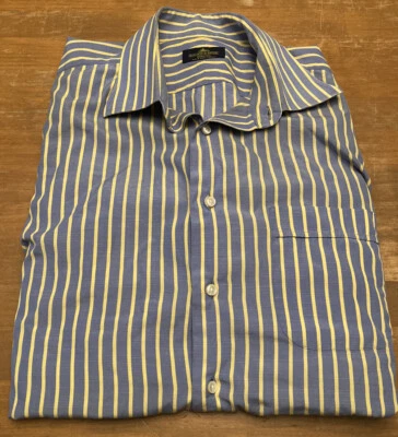 Camisa de vestir Holland Sherry a medida para hombre talla XL rayas azules/amarillas usada en excelente estado ¡Bonita!! Foto 1 de 4
