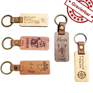 Llavero de madera con llavero grabado láser personalizado - Imagen 1 de 6