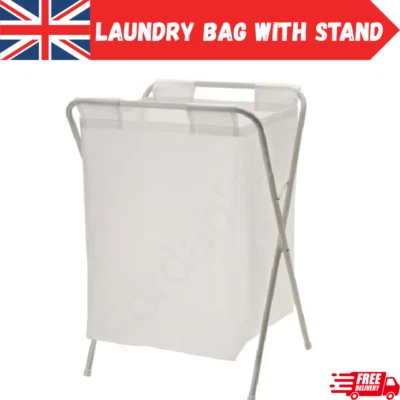 IKEA JÄLL Wäschesack mit Ständer weiß faltbarer Korb leicht 50L - Bild 1 von 4