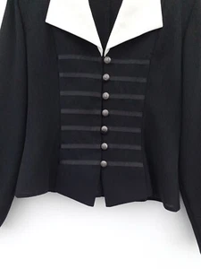 Vintage Wallis Blouse.Steampunk.Military.Black.White collar. Ribbon.Buttons. 10 - Picture 1 of 7