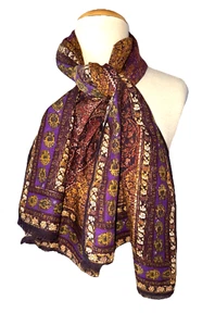 ETRO Wool Silk Paisley Scarf Made In Italy Purple Brown Vintage Lightweight - Imagen 1 de 7