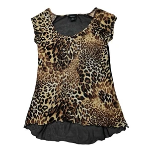 Vintage Rue 21 Top Womens S Animal Leopard Print Sheer Mesh Back Shirt 90s Y2K - Picture 1 of 8