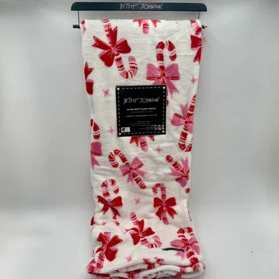 Manta de felpa Betsey Johnson Navidad bastón de caramelo arcos suave acogedor vacaciones Foto 1 de 4
