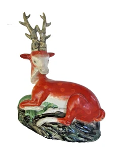 staffordshire figur modelliert sitzender Hirsch antik Hirsch Statue um 1810 "selten" - Bild 1 von 16