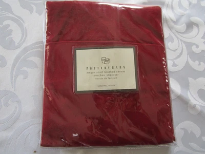NEW Pottery Barn Megan Armchair Slipcover Short Brushed Canvas Cardinal Rouge - Image 1 of 4