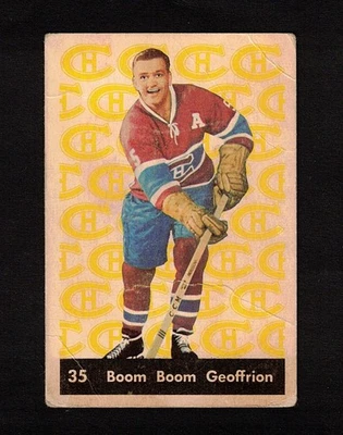 1961-62 BERNIE GEOFFRION #35 Parkhurst ** Habs HALL OF FAME Star KEY Hockey Card Foto 1 de 2