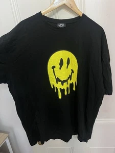 Boohooman oversized drip face black t-shirt / Acid house / Quavo / Size Large - Picture 1 of 3