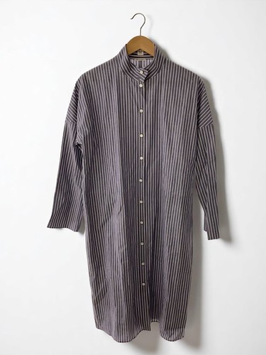 HERMÈS HERMES Camicia Abito Cotone Righe Blu Taglia 40 Donna #EF BZA