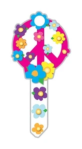 Lucky Line B104K Brass Enamel-Coated Kwikset Peace Sign Blank Key (Pack of 5) - Picture 1 of 1