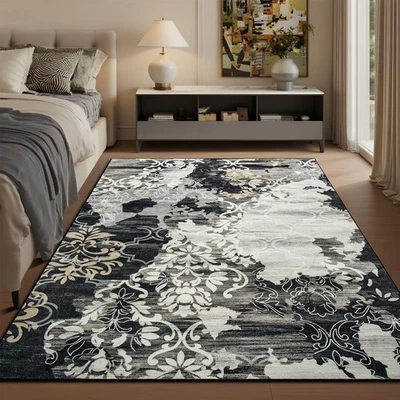 Abstract Area Rug Washable Rug with Non-Slip Backing Low Pile Area Rugs for L... - Image 1 of 4