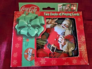 Coca Cola Santa Claus Christmas Cards 2 Decks Tin Case - Picture 1 of 4
