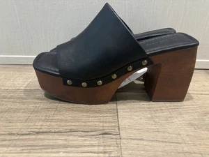 The Drop Black Millie Platform Open Square Toe Mule Women’s Sz 10 - Picture 1 of 11