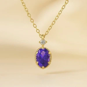 Handmade Natural Amethyst Necklace | Gold-Plated -Sterling Silver - Imagen 1 de 7