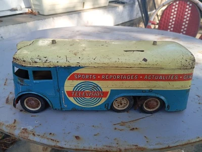Camion Fourgon Joustra Télévision Jouet Tôle - Photo 1/4
