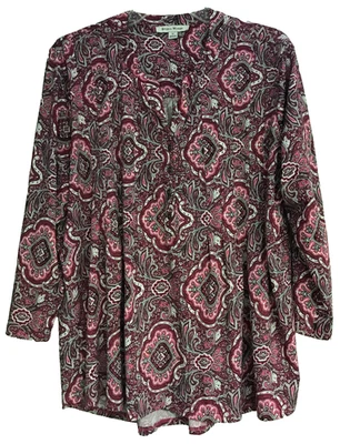 Pullover Studio Works XL túnica 3/4 rojo cachemira elástico plisado para mujer Foto 1 de 4