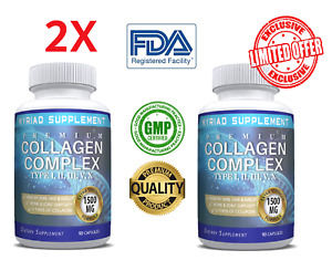 Collagen Peptides Pills Hydrolyzed Anti-Aging(Types I,II,III,V,X) 2 PACK SPECIAL
