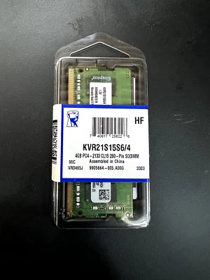 Kingston 4GB 1Rx16 512M x 64-Bit PC4-2133 CL15 260-Pin SODIMM KVR21S15S6/4   NEW - Image 1 of 2