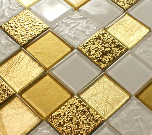Goldmosaik Glasmosaik, Mosaik Fliesen, KRISTALL Fliesen hochglanz "GOLD ARENA" - Bild 1 von 5