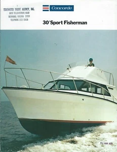 Folleto de barco - Concorde - 30 ft pescador deportivo - c1972 (SH189) - Imagen 1 de 1