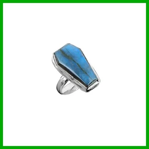 Sechseck Labradorit Stein 925 Silber Solitär Trendy Tochter Geschenk Ring Schmuck - Bild 1 von 7
