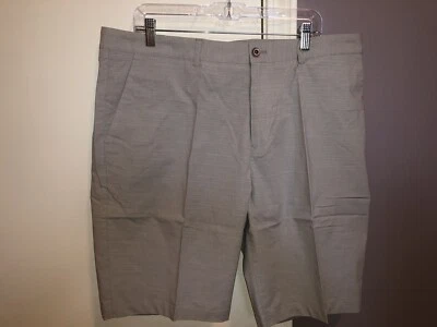 Мужские шорты для гольфа Ashworth в тонкую полоску плоские спереди (серые, размер талии: 38) - Изображение 1 из 4