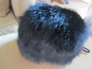 Dark Brown Black Fox ? Fur Muff Hand Warmer 11" x 10" w  Inner Zippered Pocket - Picture 1 of 5