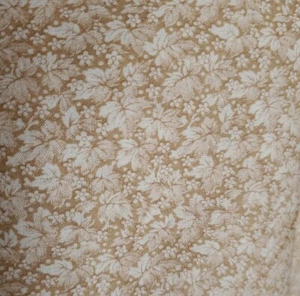 Vntg Sewing Fabric VIP Beige & Tan 2 Tone Calico Grape Leaf 1.7 yard X45" Cotton - Picture 1 of 4