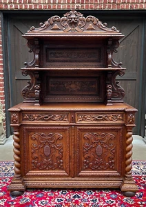 Antique French Buffet Server Sideboard Buffet Barley Twist Honey Oak 3-Tier 19C - Picture 1 of 22