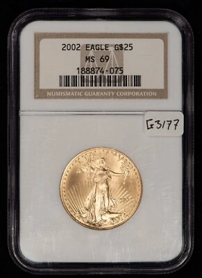 2002 G$25 1/2 oz Gold American Eagle - PQ Spot Free Coin - NGC MS 69 - SKU-G3177 - Image 1 of 4