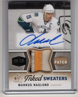 2014-15 SP Game Used Inked Sweaters Patch #IS-MN Markus Naslund 8/10 - Image 1 of 2