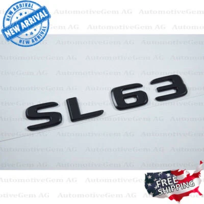 SL63 AMG Emblem Matte Black Rear Trunk Letter Logo Badge Sticker OEM Mercedes - Image 1 of 2