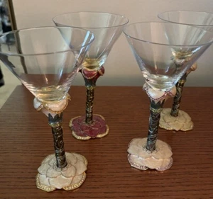 2 Saints Enameled Jeweled Swarovski Martini Glasses Crystal (4) - Picture 1 of 12