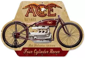 Letrero de metal vintage 1923 ACE Wolverton Racer motocicleta hombre cueva carrocería FRC046 - Imagen 1 de 1