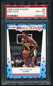 1989 Fleer All-Stars Basketball #8 DALE ELLIS Seattle Super Sonics PSA 8 NM-MT
