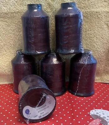 Coats Emb Thread Bonded Nylon Wine NEW Lot Of 6 See Label For Info - Image 1 of 4