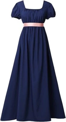 Regency Dark Blue Dress w/Pink Sash for Women Ladies Size Small - Image 1 of 4