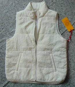 Ruby Rd Womens White Lace Puffer Zipper Vest Sleeveless with Pockets Size 8 New - Picture 1 of 6