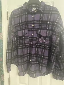 Women's Marvel Wakanda Forever Plaid Graphic Shacket - Purple XL - Picture 1 of 7