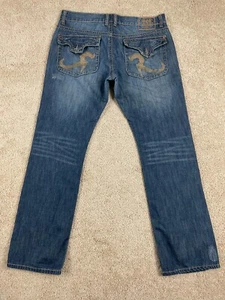 Request Denim Jeans Mens 36x32 Regular Fit Straight Leg Embroidered Pocket Blue - Picture 1 of 17
