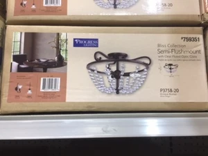 Progress Lighting Bliss 17in W Antique bronze Clear Glass Semi-Flush Mount Light - Picture 1 of 1