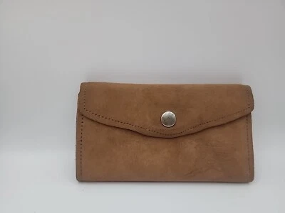 Brown Women’s Suede Envelope Wallet, Multi Pocket, Water Scene On Front, Snap - Image 1 of 4