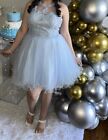 Cinderella Divine Short Baby Blue Mesh Halter Top Party Birthday Dress Size L