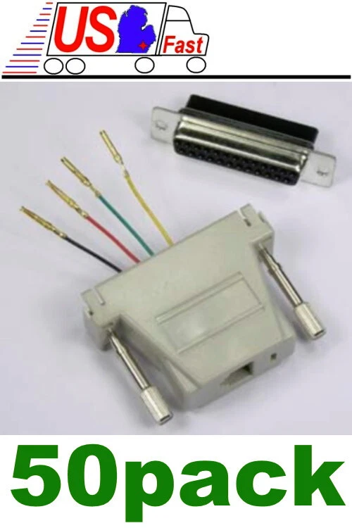 Lot50pack DB25-pin Female~RJ-11 4wire 6P4C Jack Modular Adapter Aux/Data/Phone - Image 1 of 1