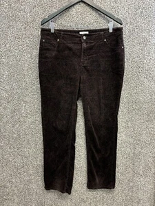 Charter Club Pant Club Brown Paisley Print Corduroy Pants Straight Stretch 14P - Picture 1 of 8